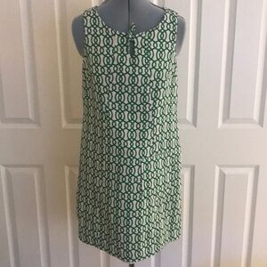 Tommy Hilfiger Green White Sheath Sleeveless Dress Keyhole Cotton Blend …
